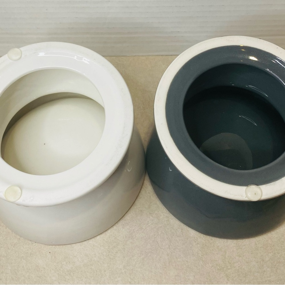 Ceramic Raised Cat Dog Dishes or Small Bowl Pet Bowls Set White Gray Elevated - Picture 6 of 6